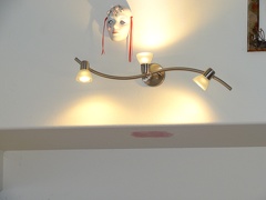 The new light I installed (you can see the patch where the old light was on the bottom still curing, pink)